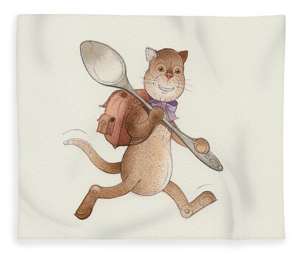 Cats Breakfast Travel Trip Voyage Journey Fleece Blanket featuring the painting Lazy Cats06 by Kestutis Kasparavicius