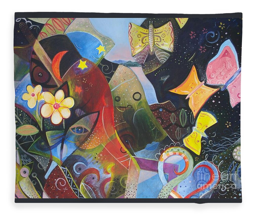 Learning To See By Helena Tiainen Fleece Blanket featuring the painting Learning to See by Helena Tiainen