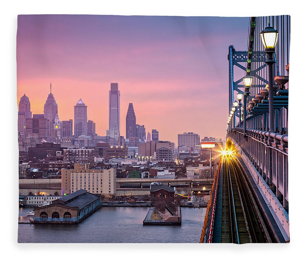 Ben Franklin Fleece Blanket featuring the photograph Leaving Philadelphia by Mihai Andritoiu