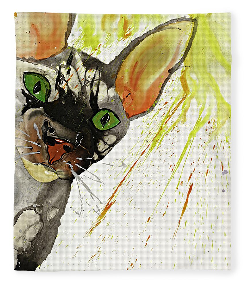 Animal Fleece Blanket featuring the painting Lemon Aide by Kasha Ritter