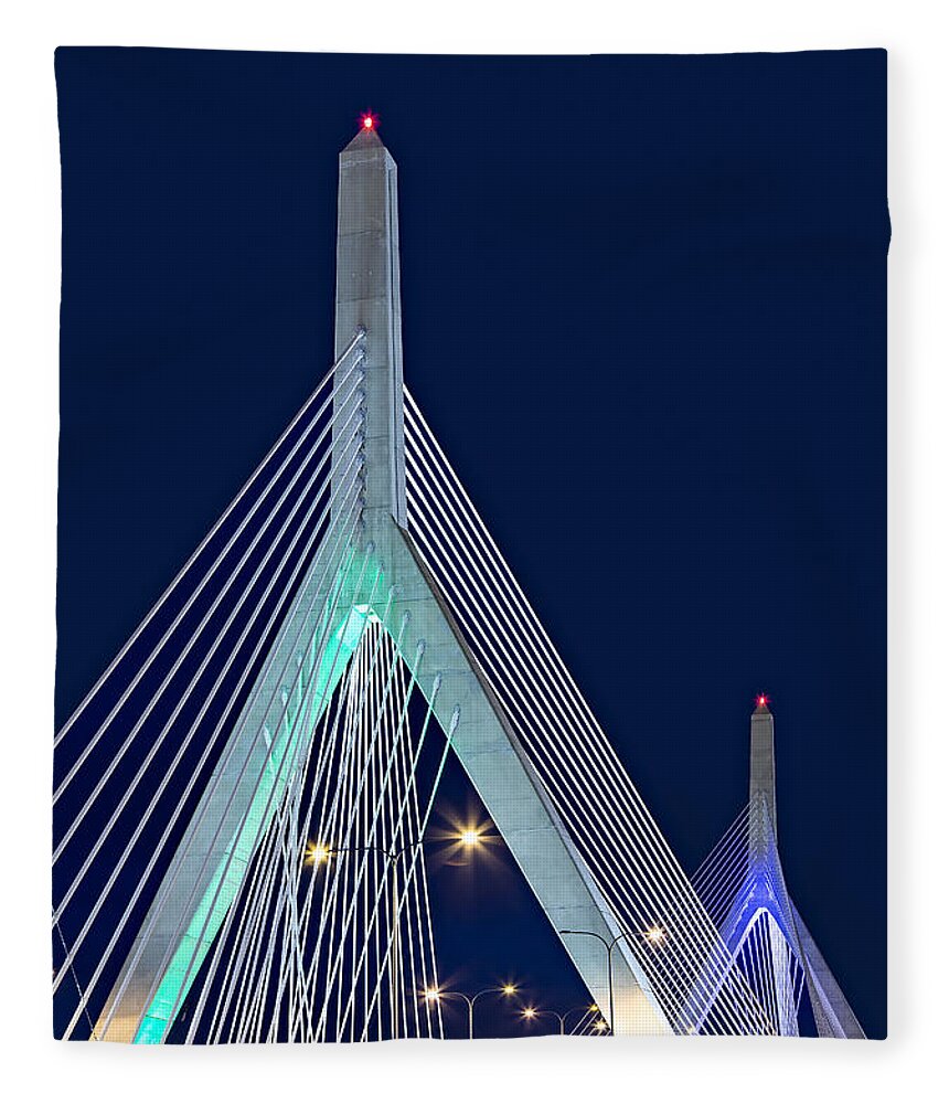 Zakim Fleece Blanket featuring the photograph Leonard P. Zakim Bunker Hill Memorial Bridge II by Susan Candelario