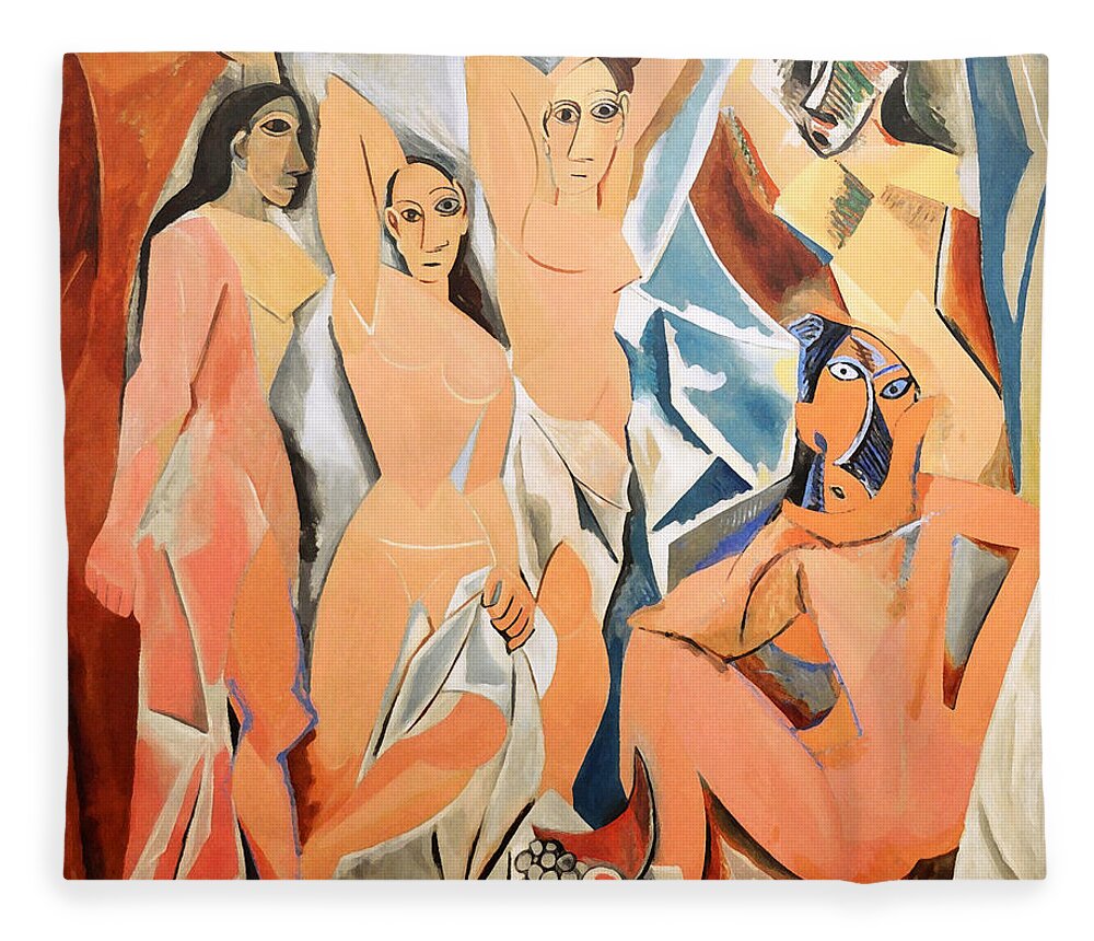 Picasso Fleece Blanket featuring the digital art Les Demoiselles D'Avignon Picasso by RicardMN Photography