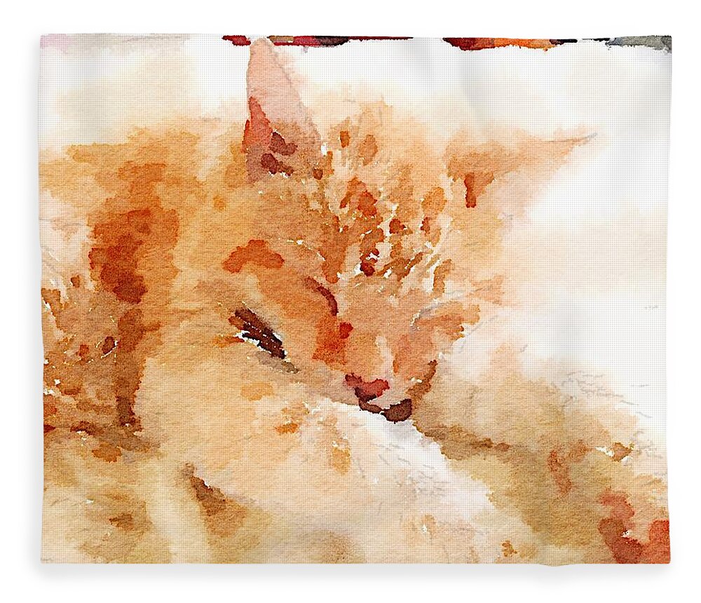 Waterlogue Fleece Blanket featuring the digital art Let Sleeping Cats by Shannon Grissom