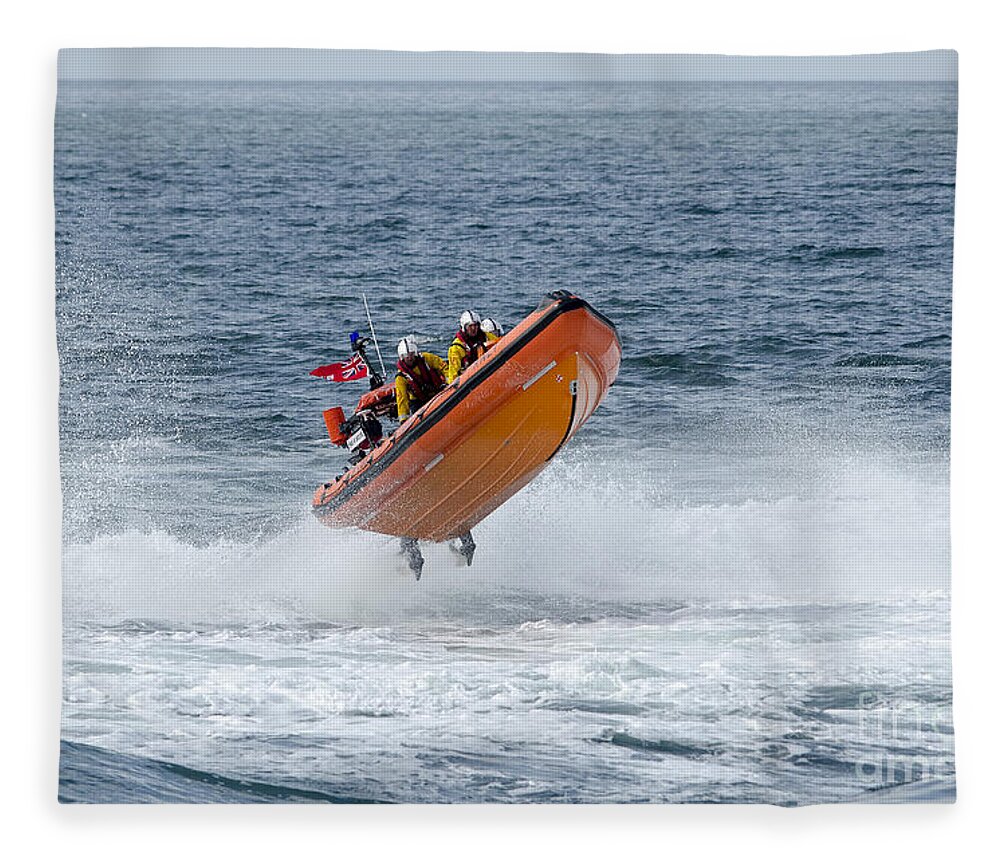 Lifeboat Fleece Blanket featuring the photograph Lifeboat jump by Steev Stamford