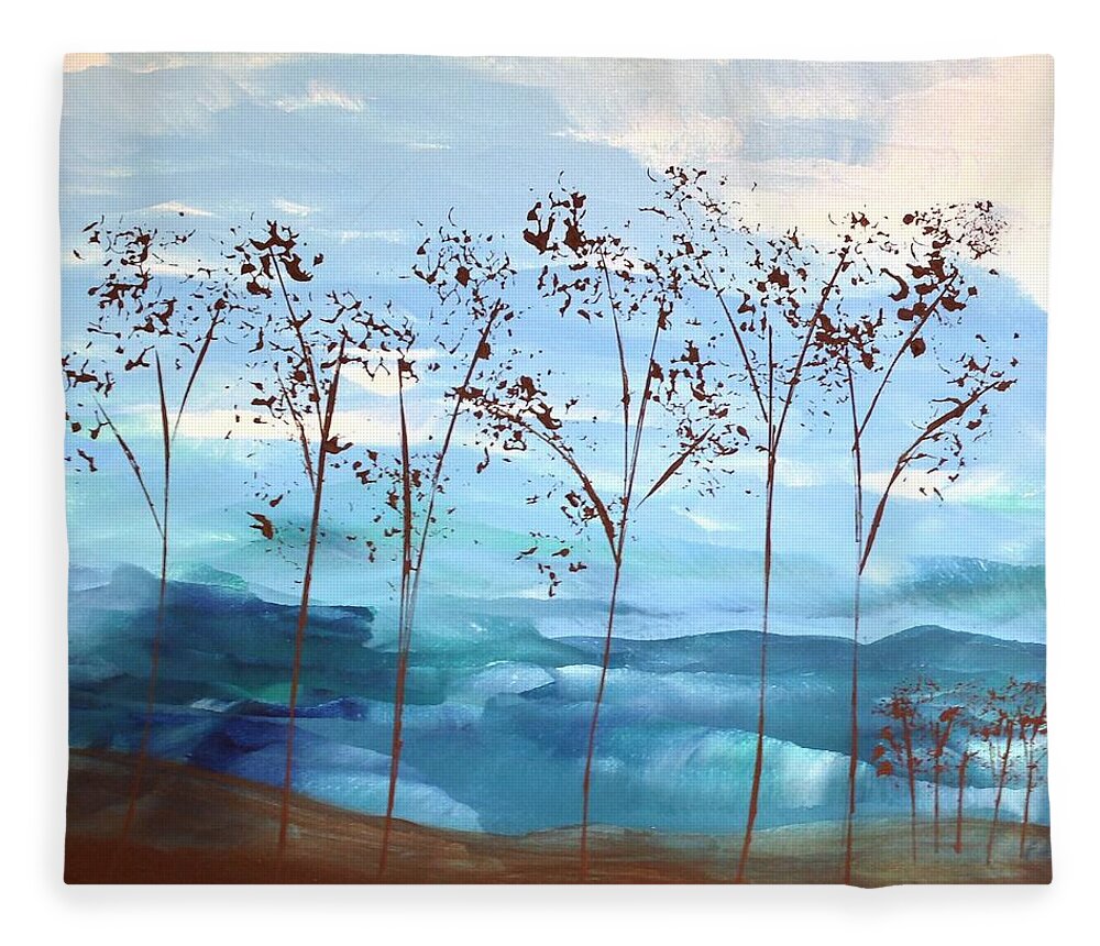 Sky Fleece Blanket featuring the painting Light Breeze by Linda Bailey