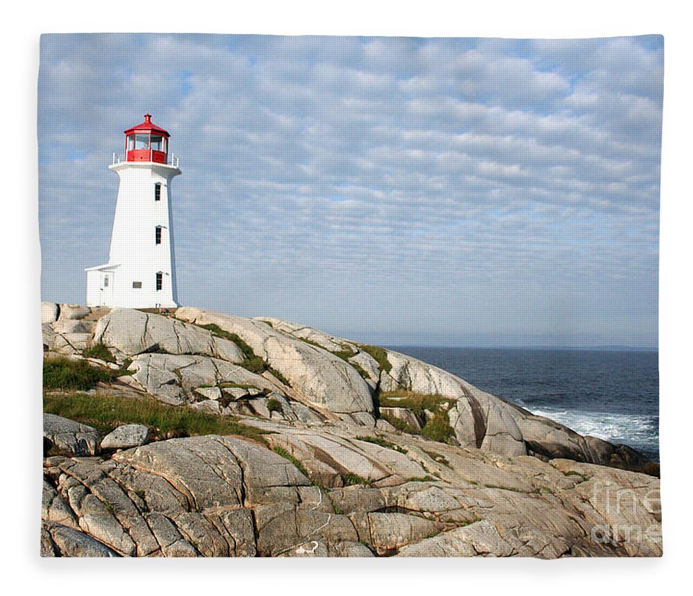 Lighthouse Fleece Blanket featuring the photograph Lighthouse at Peggys Point Nova Scotia by Thomas Marchessault