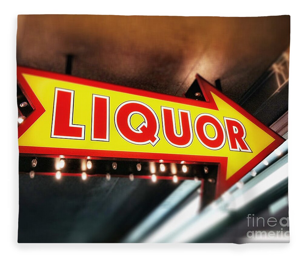 Advertising Fleece Blanket featuring the photograph Las Vegas Liquor Store Sign by Bryan Mullennix