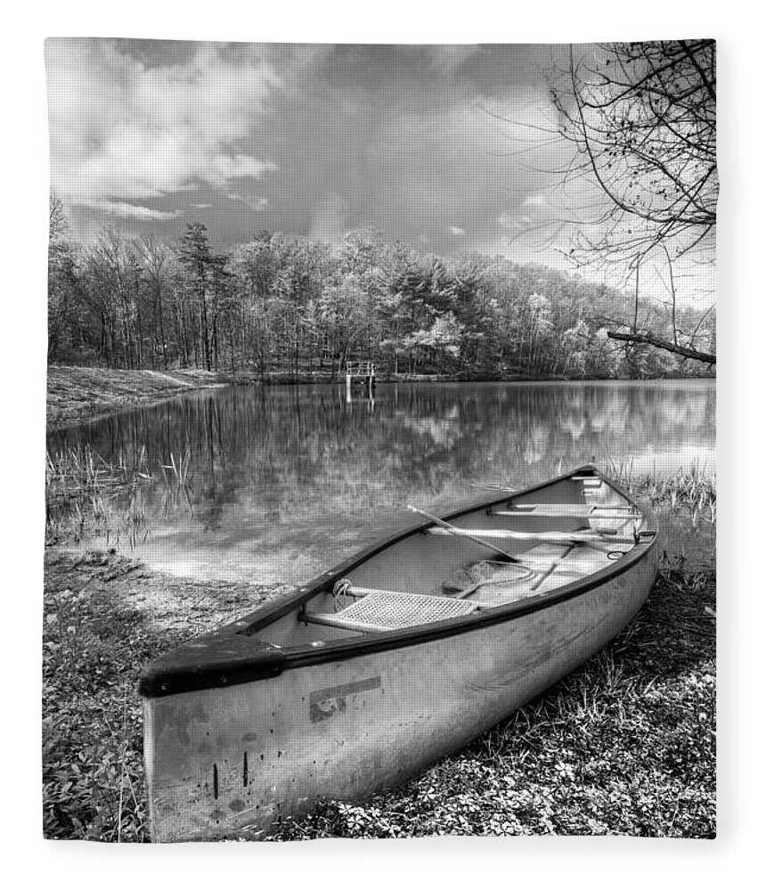Appalachia Fleece Blanket featuring the photograph Little Bit of Heaven Black and White by Debra and Dave Vanderlaan