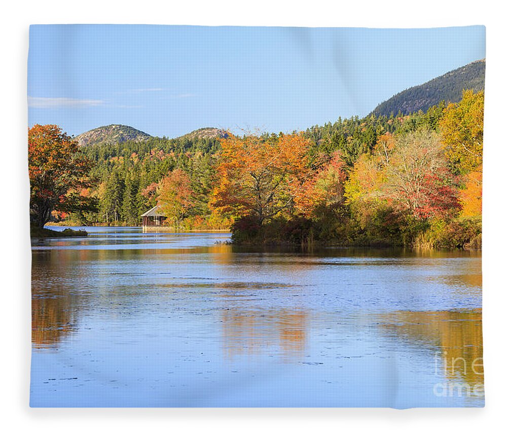 Acadia Fleece Blanket featuring the photograph Little Long Pond and Bubbles Mount Desert Island Maine by Ken Brown