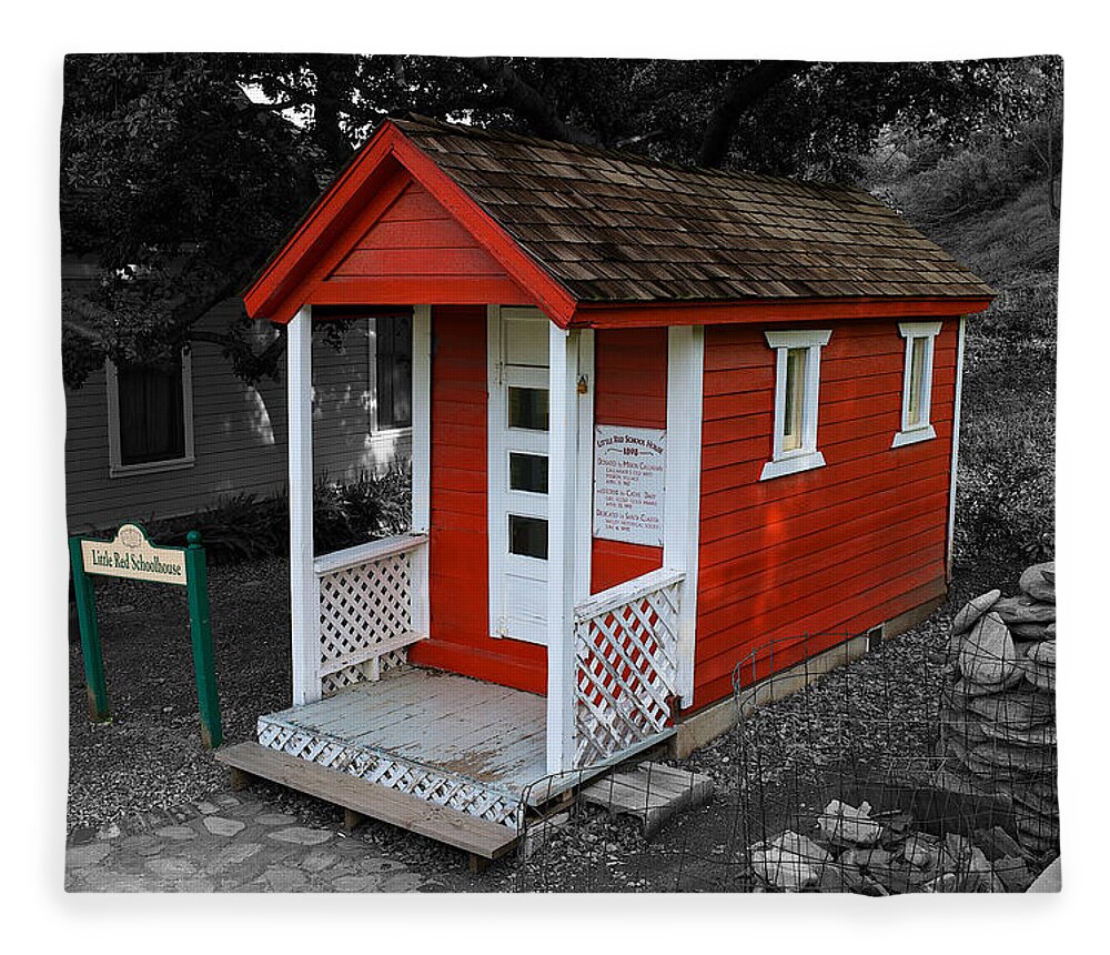 Heritage Junction & Saugus Train Station Little Fleece Blanket featuring the photograph Little Red School House by Richard J Cassato