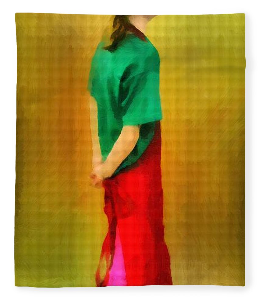 Child Fleece Blanket featuring the painting Little Shopgirl by RC DeWinter