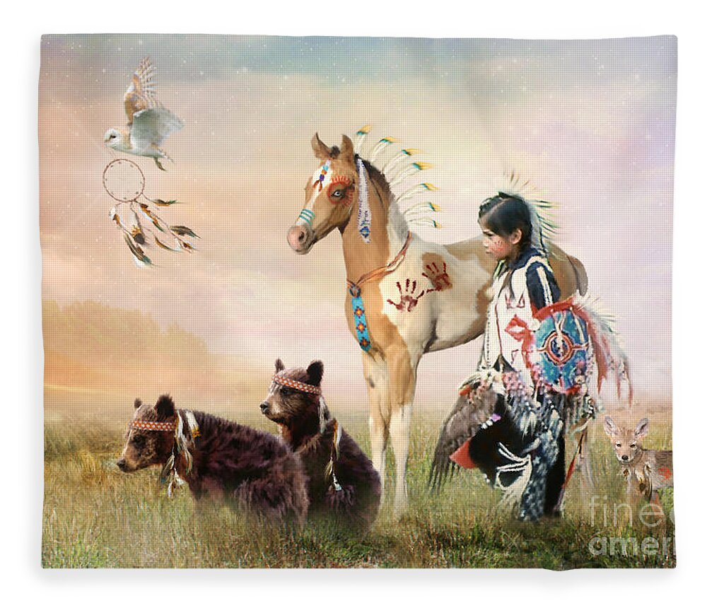 Pony Fleece Blanket featuring the digital art Little Warriors by Trudi Simmonds