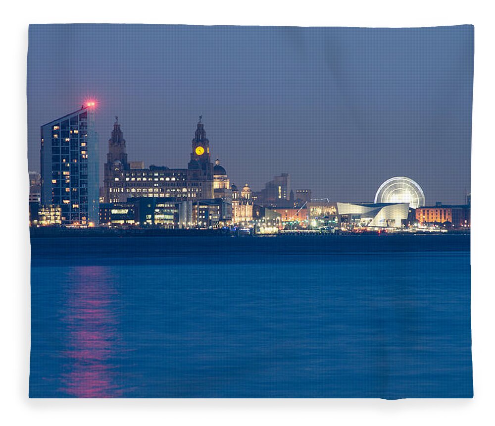 3 Graces Fleece Blanket featuring the photograph Liverpool Waterfront by Spikey Mouse Photography