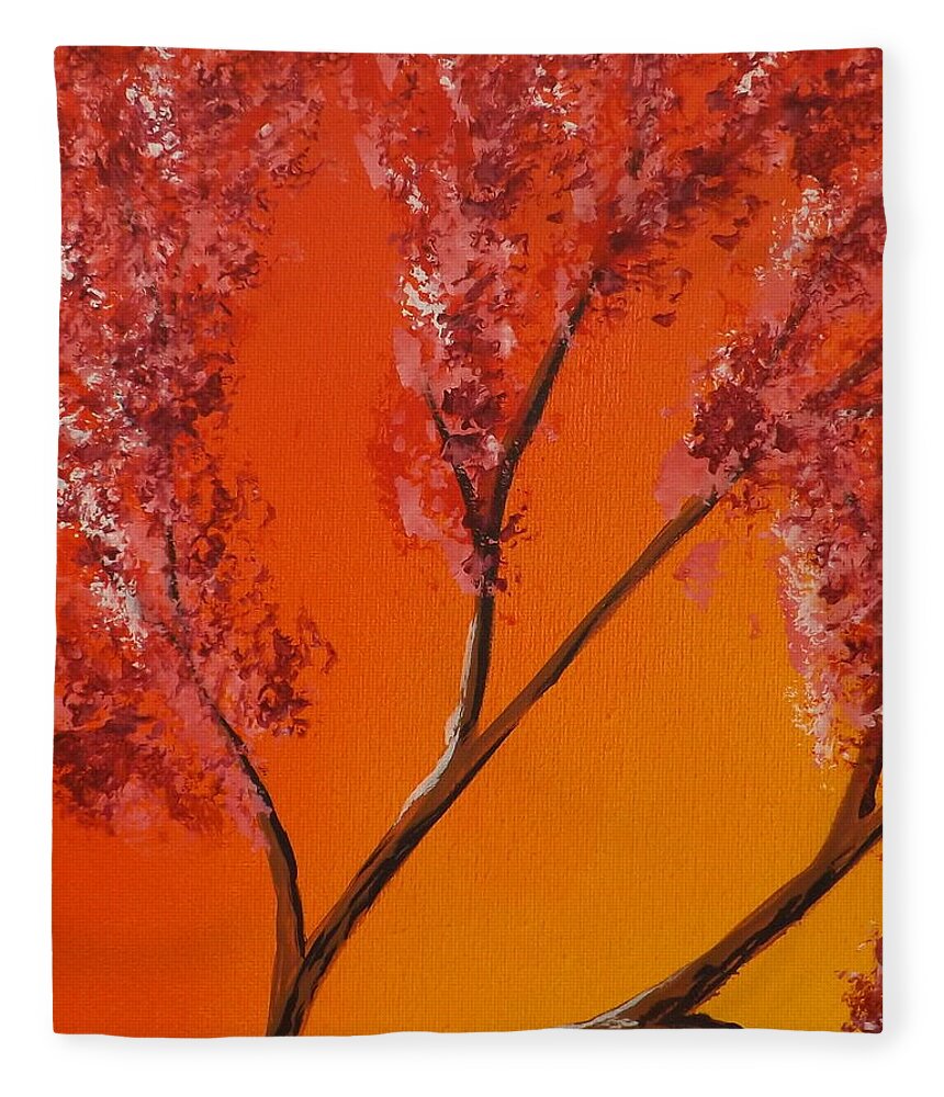 Living Loving Tree Fleece Blanket featuring the painting Living Loving Tree top left by Darren Robinson