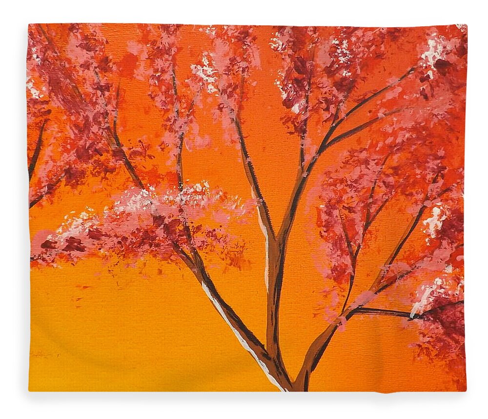 Living Loving Tree Fleece Blanket featuring the painting Living Loving Tree top right by Darren Robinson