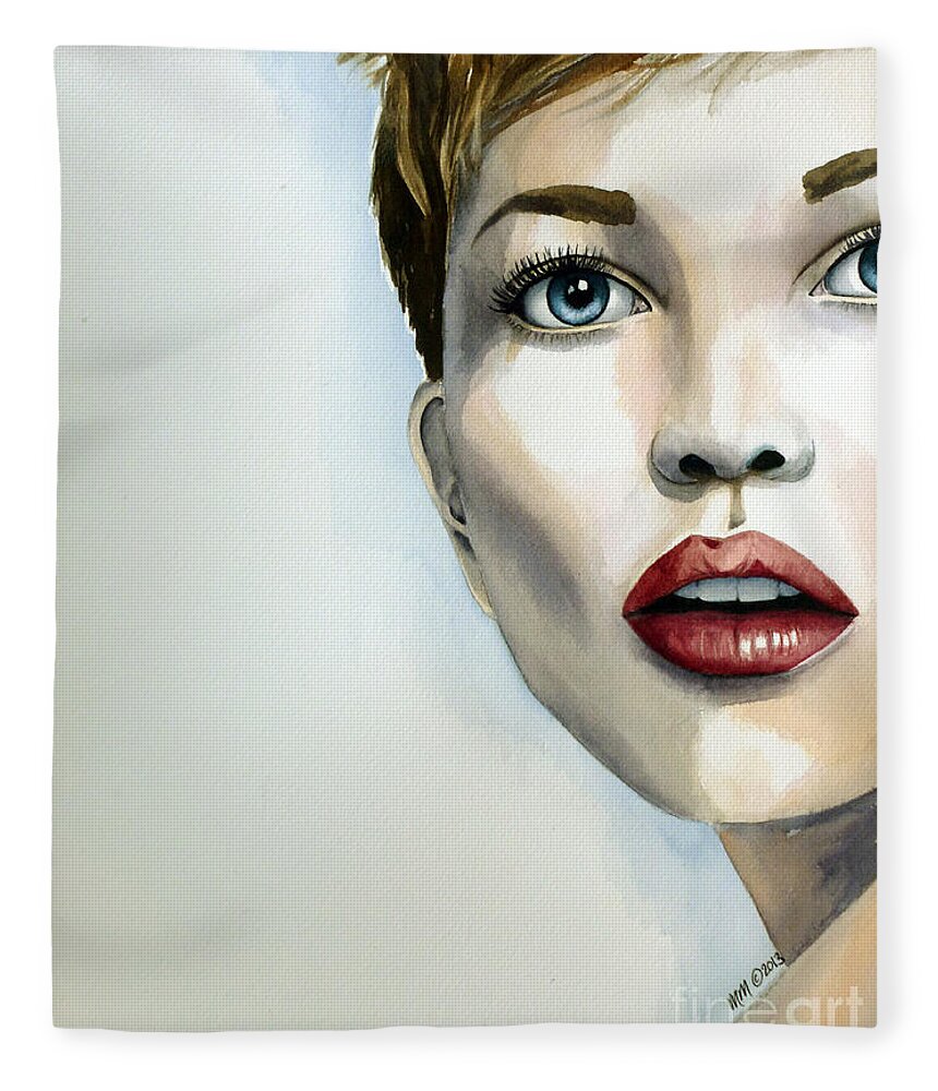 Woman With Surprised Shocked Expression Fleece Blanket featuring the painting Living on the Edge by Michal Madison