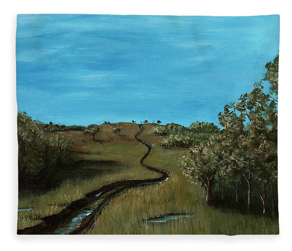 Malakhova Fleece Blanket featuring the painting Long Trail by Anastasiya Malakhova