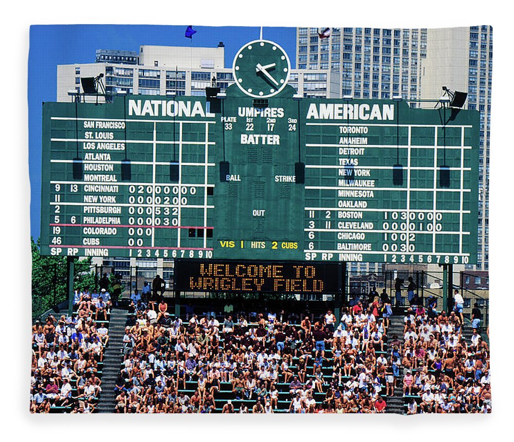 Photography Fleece Blanket featuring the photograph Long View Of Scoreboard And Full by Panoramic Images