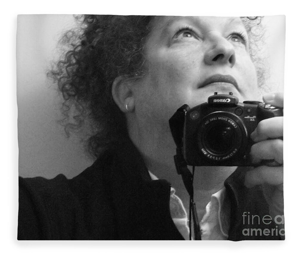 Self-portrait Fleece Blanket featuring the photograph Looking Up - b/w by Rory Siegel