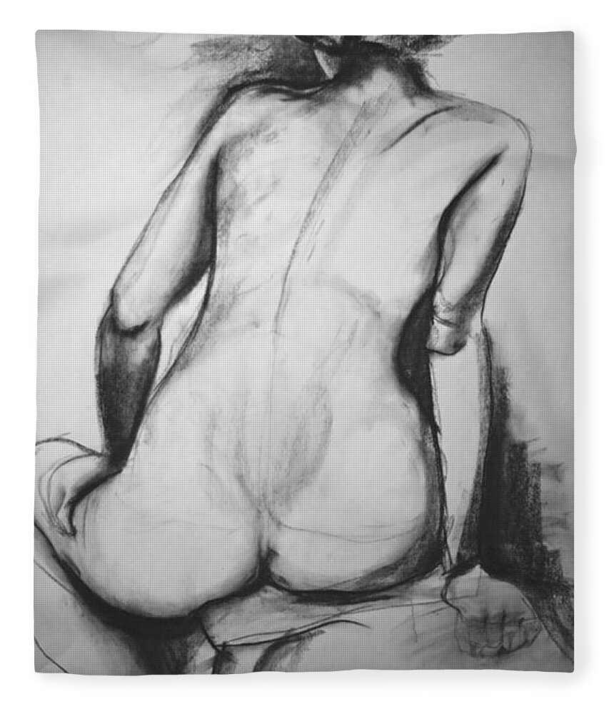 Woman Fleece Blanket featuring the drawing Lost In Thought by Rory Siegel