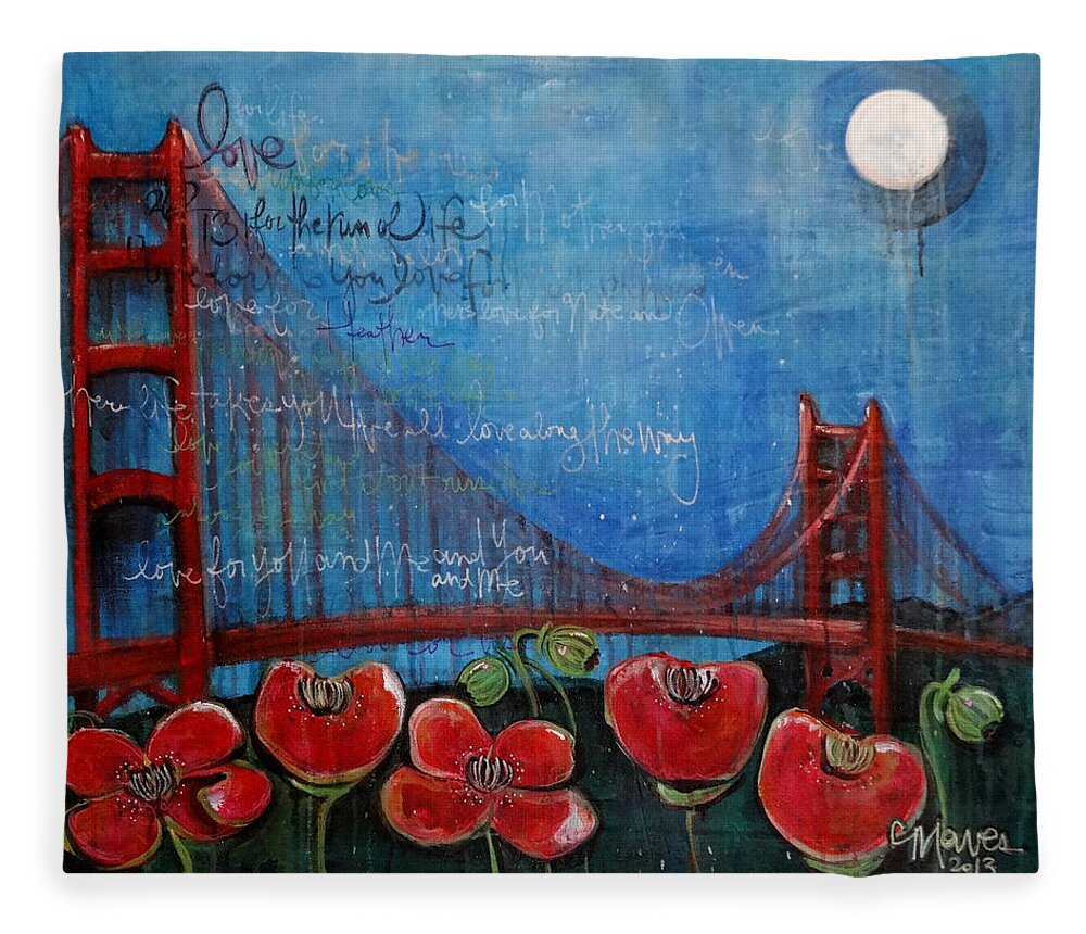 San Francisco Fleece Blanket featuring the painting Love for San Francisco by Laurie Maves ART