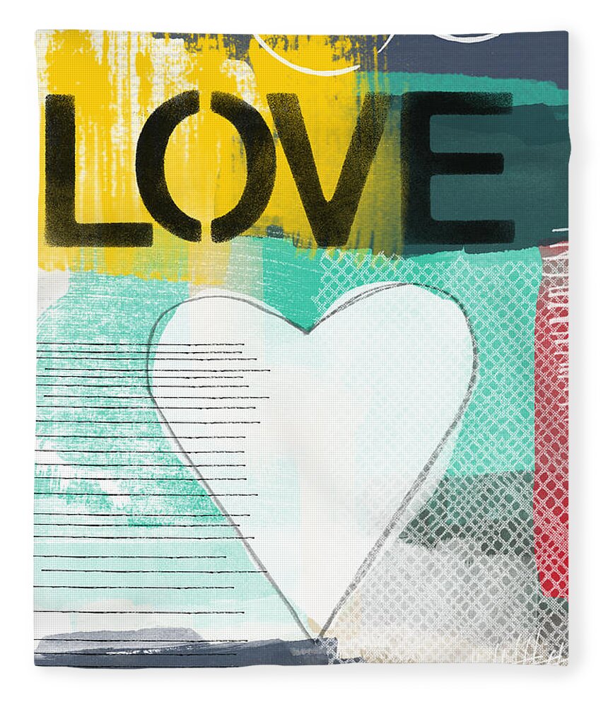 #faaAdWordsBest Fleece Blanket featuring the painting Love Graffiti Style- Print or Greeting Card by Linda Woods