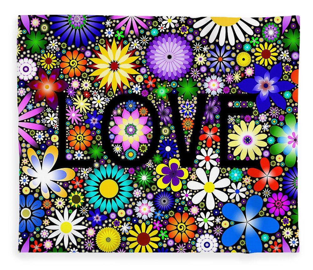 Love Fleece Blanket featuring the digital art Love the Flowers by Tim Gainey