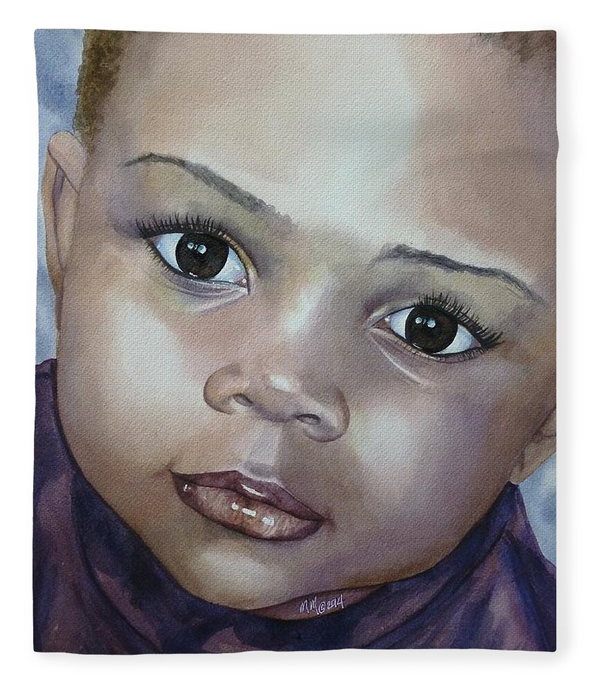 Black Baby Boy Fleece Blanket featuring the painting Loved by Michal Madison