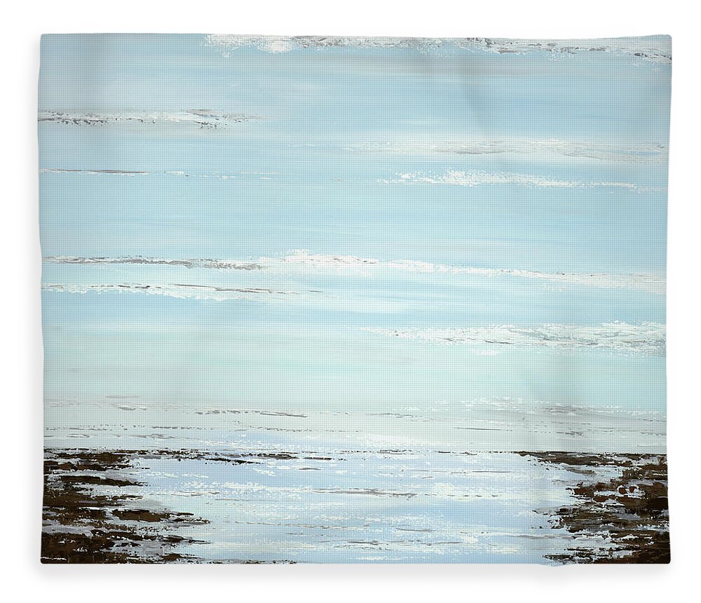 Ocean Fleece Blanket featuring the painting Low Tide by Tamara Nelson
