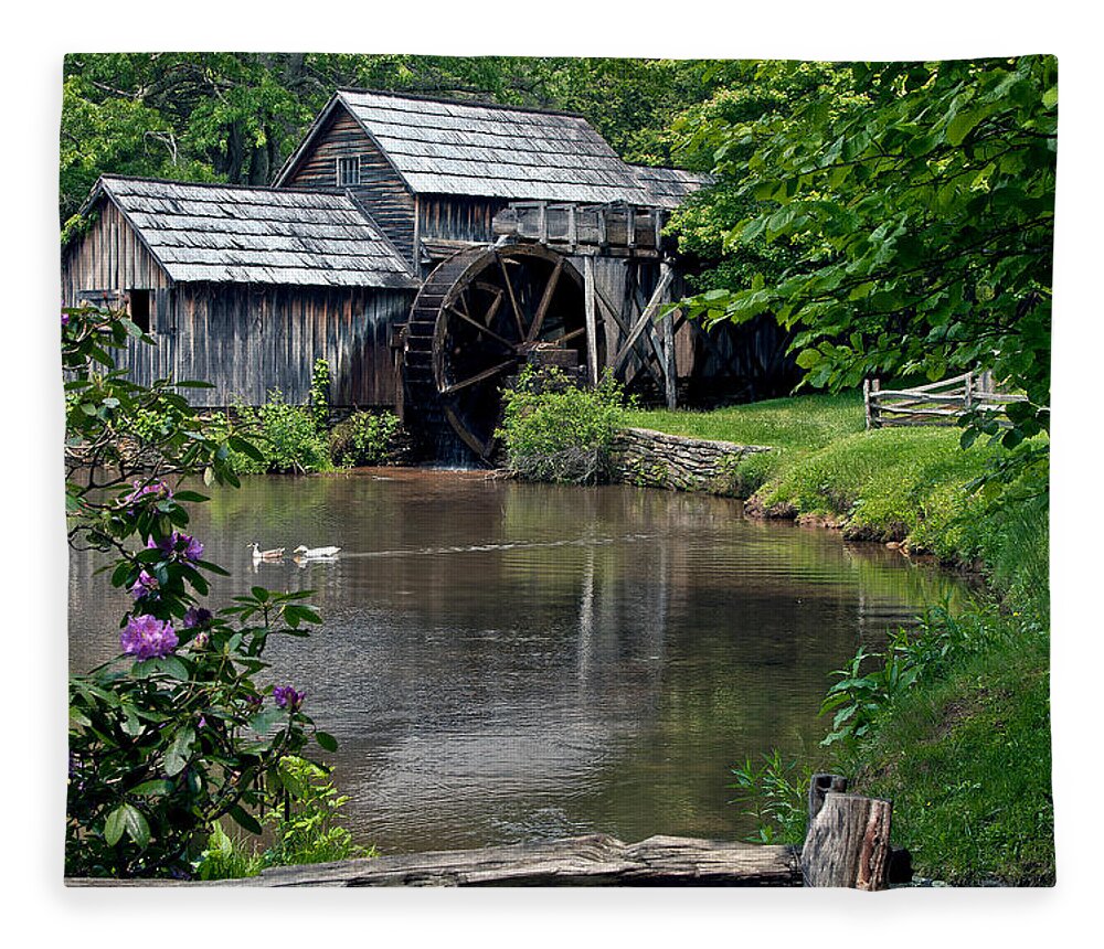 Mabry Mill Fleece Blanket featuring the photograph Mabry Mill in May by John Haldane