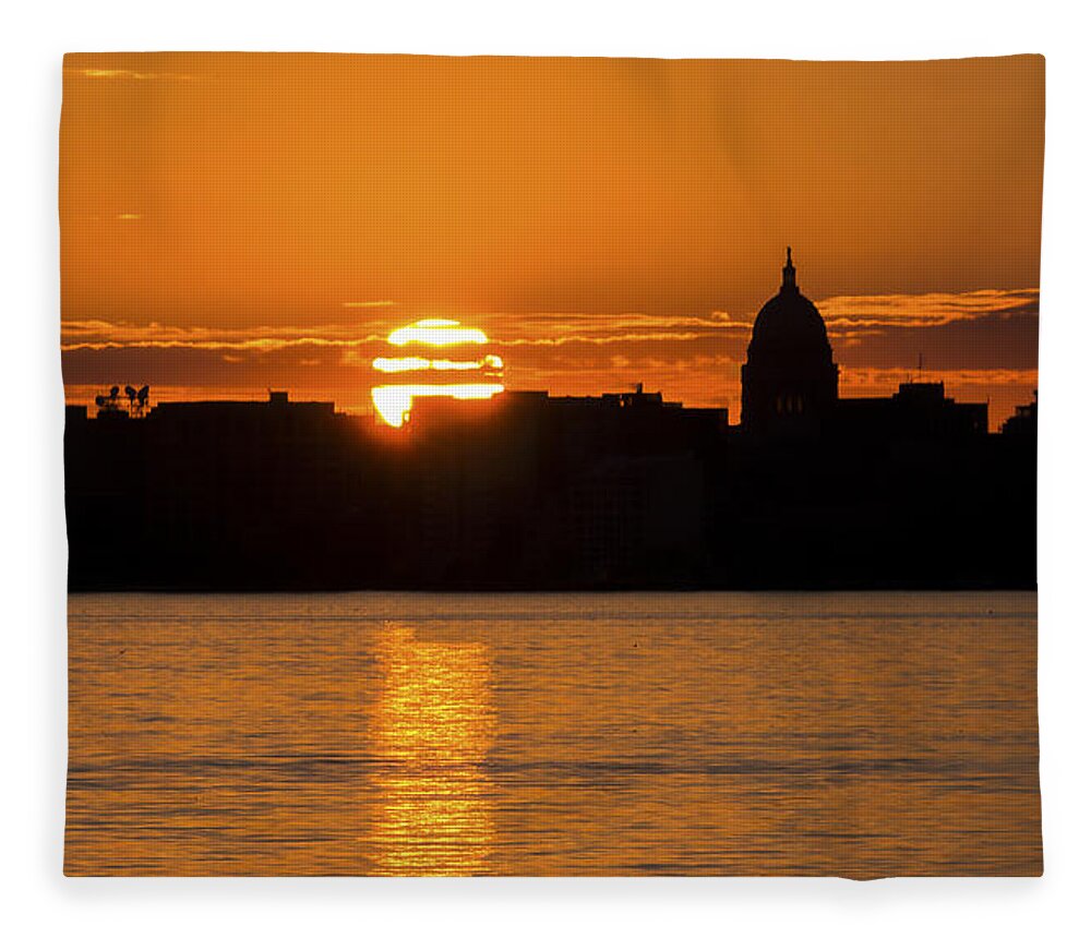 Capitol Fleece Blanket featuring the photograph Madison Sunset by Steven Ralser
