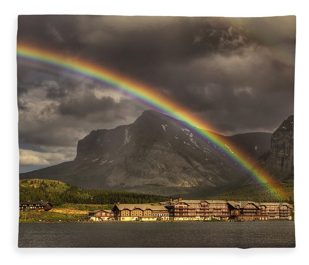 Many Glacier Hotel Fleece Blanket featuring the photograph Magical Many Glacier by Mark Kiver