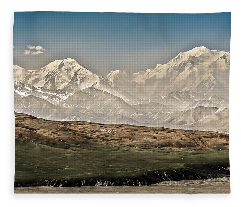Penny Lisowski Fleece Blanket featuring the photograph Majestic Mount McKinley by Penny Lisowski