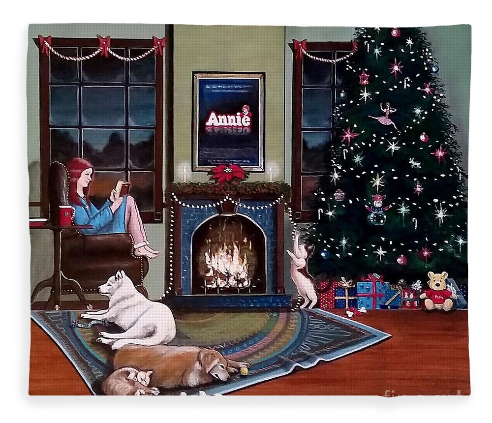 John Lyes Fleece Blanket featuring the painting Mallory Christmas by John Lyes