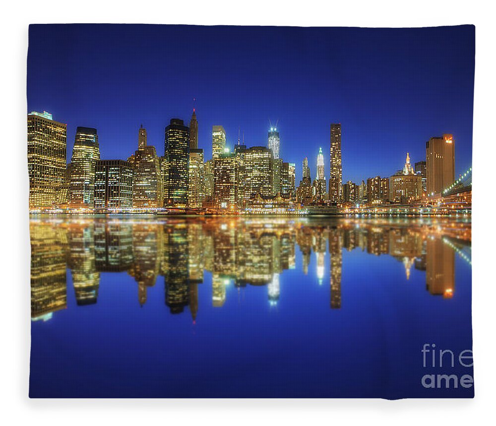 Yhun Suarez Fleece Blanket featuring the photograph Manhattan Nite Lites NYC 2.0 by Yhun Suarez