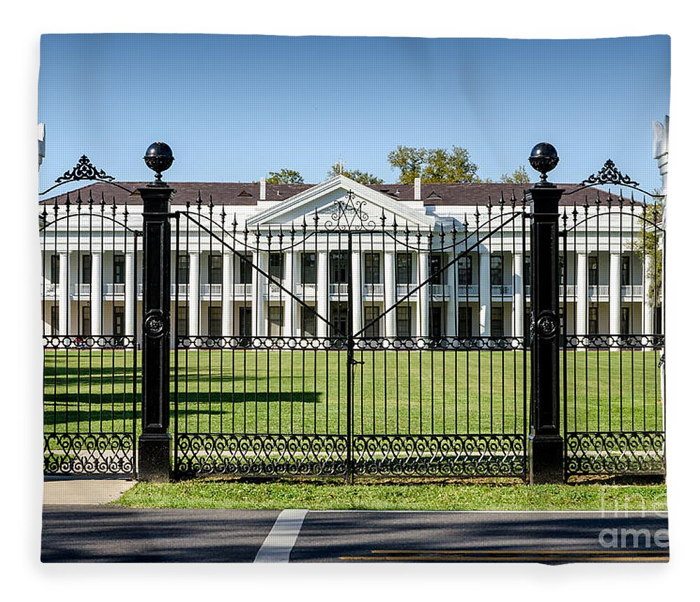 Manresa Fleece Blanket featuring the photograph Manresa House of Retreats in Convent Louisiana by Kathleen K Parker