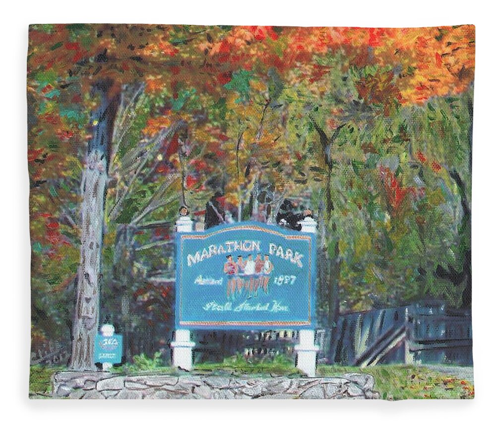 Baa Fleece Blanket featuring the painting Marathon Park by Cliff Wilson