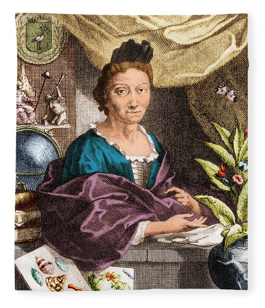 Illustration Fleece Blanket featuring the photograph Maria Merian by Science Source