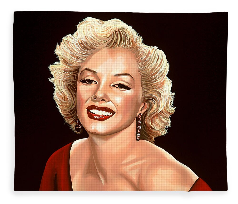 Marilyn Monroe Fleece Blanket featuring the painting Marilyn Monroe 3 by Paul Meijering