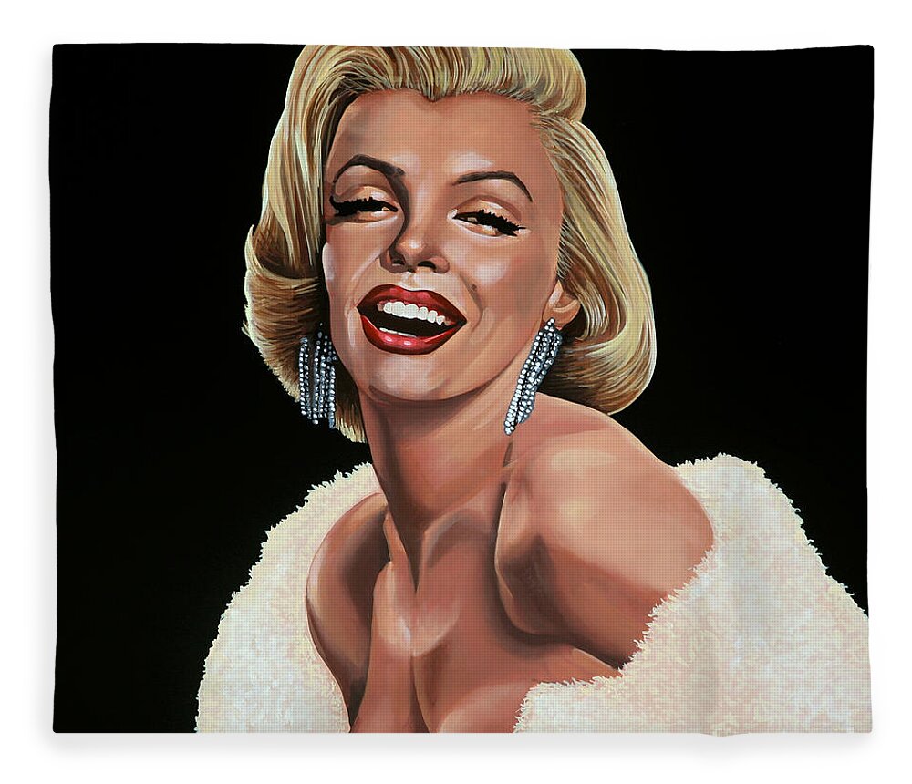 Marilyn Monroe Fleece Blanket featuring the painting Marilyn Monroe by Paul Meijering