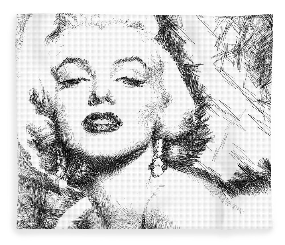 Marilyn Monroe Fleece Blanket featuring the digital art Marilyn Monroe - The One and Only by Rafael Salazar