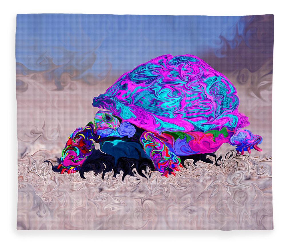 Kenneth James Fleece Blanket featuring the photograph Marine Corporal's Turtle in Peace Paint v2 by Kenneth James