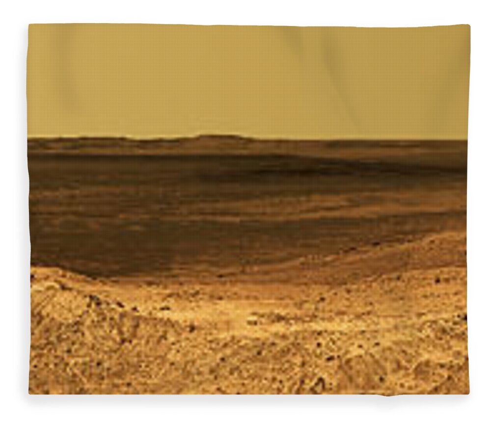 Opportunity Mars Exploration Rover Fleece Blanket featuring the photograph Mars landscape panorama of Endeavour Crater by Weston Westmoreland