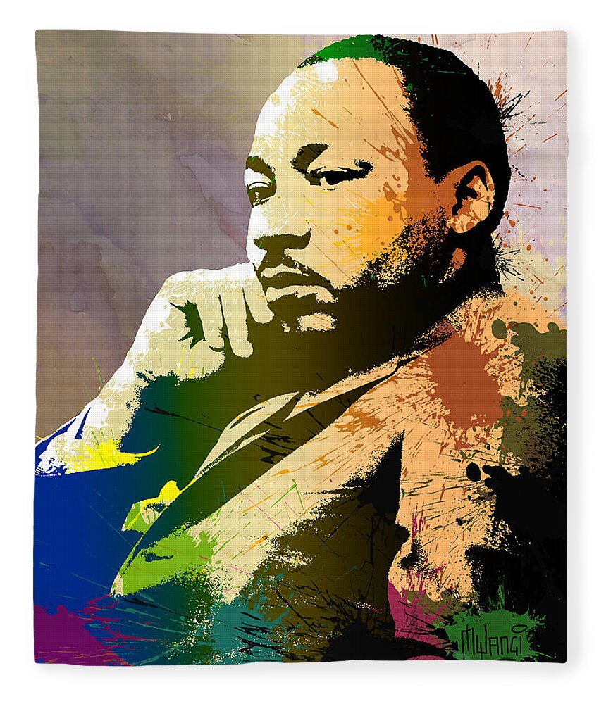 Nonviolence Fleece Blanket featuring the digital art Martin Luther King Jr. by Anthony Mwangi