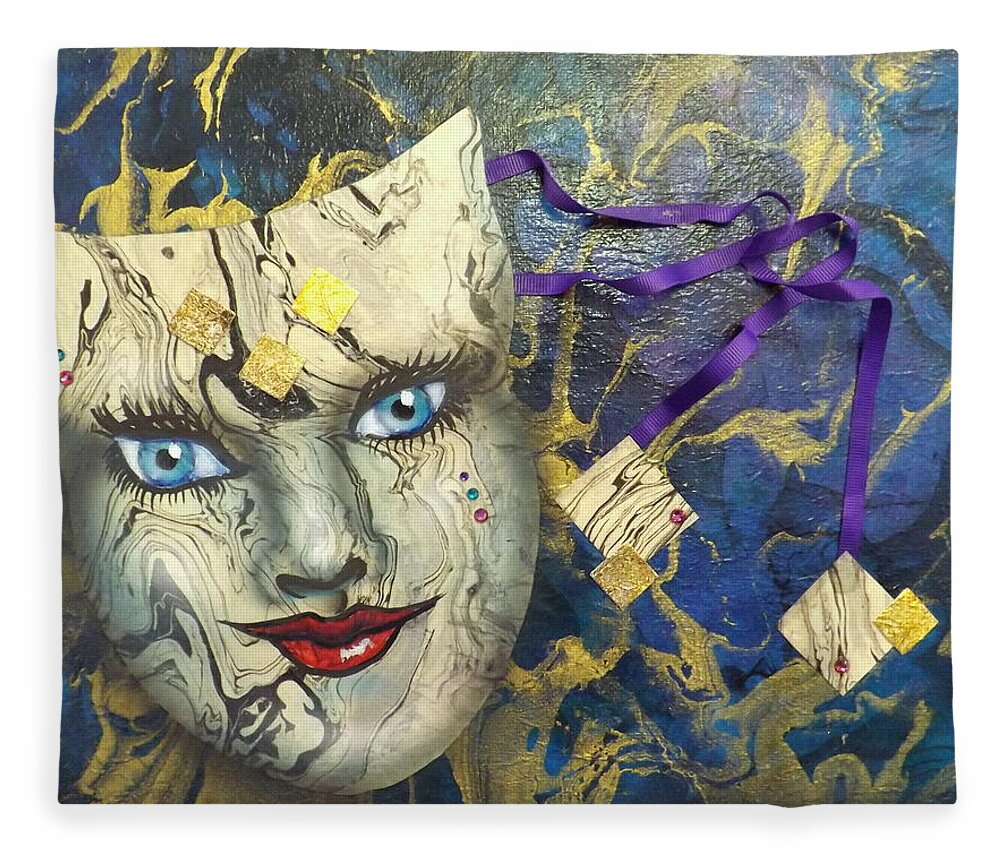 Masquerade Blues Fleece Blanket featuring the painting Masquerade Blues by Darren Robinson