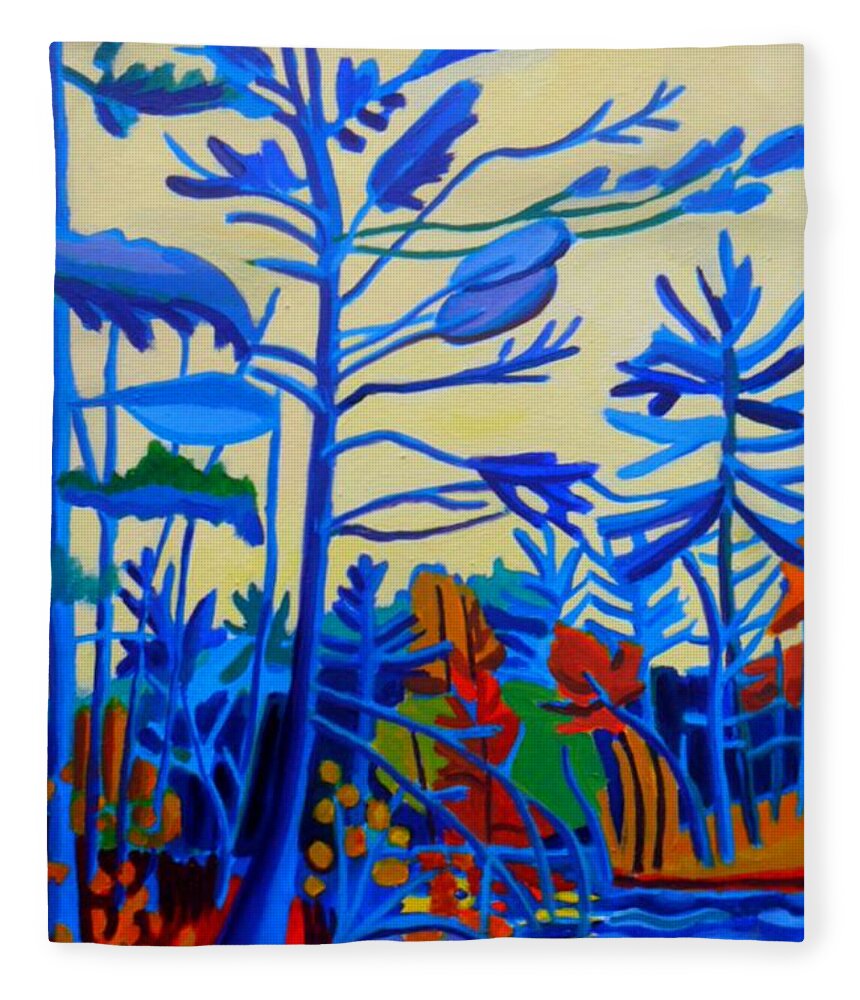 Landscape Fleece Blanket featuring the painting Massapoag Sabbatical by Debra Bretton Robinson