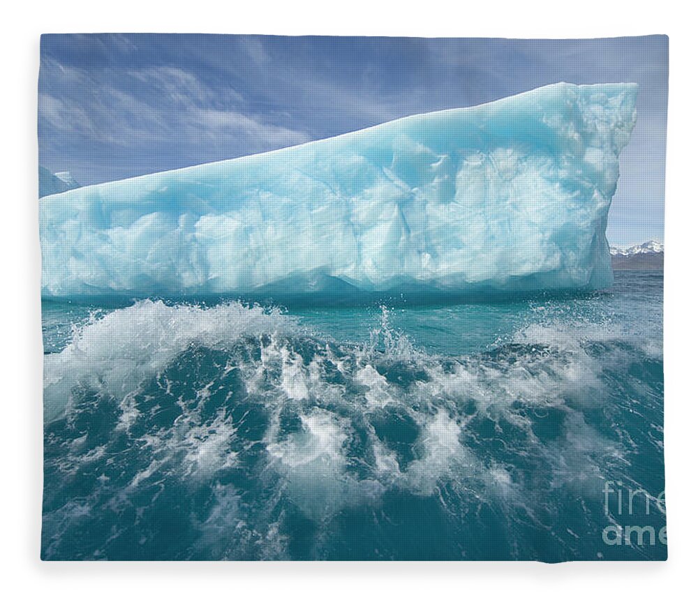 00345331 Fleece Blanket featuring the photograph Massive Iceberg Near Cumberland Bay by Yva Momatiuk John Eastcott