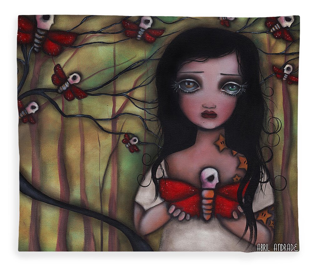 Moths Fleece Blanket featuring the painting Matilda by Abril Andrade