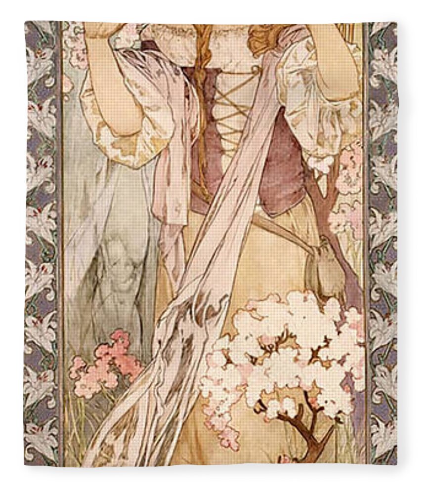 Maude Adams As Joan Of Arc Fleece Blanket featuring the painting Maude Adams as Joan of Arc by Alphonse Mucha
