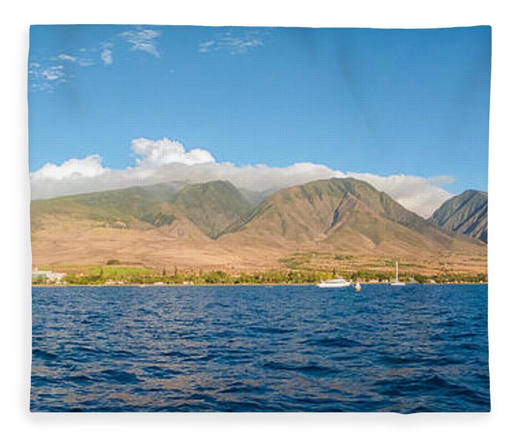 Hawaii Fleece Blanket featuring the photograph Maui's Southern Mountains  by Lars Lentz